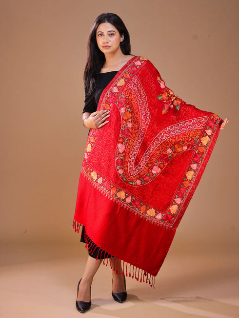 Women's Aari Embroidered Wool Stole